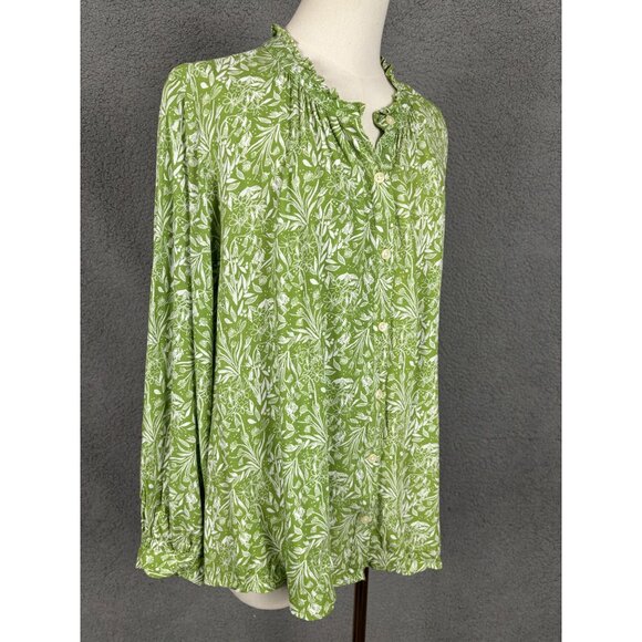 Style & Co Women's Plus Size (2X) Floral Printed Button-Front Blouse Green NWOTs - Picture 3 of 8